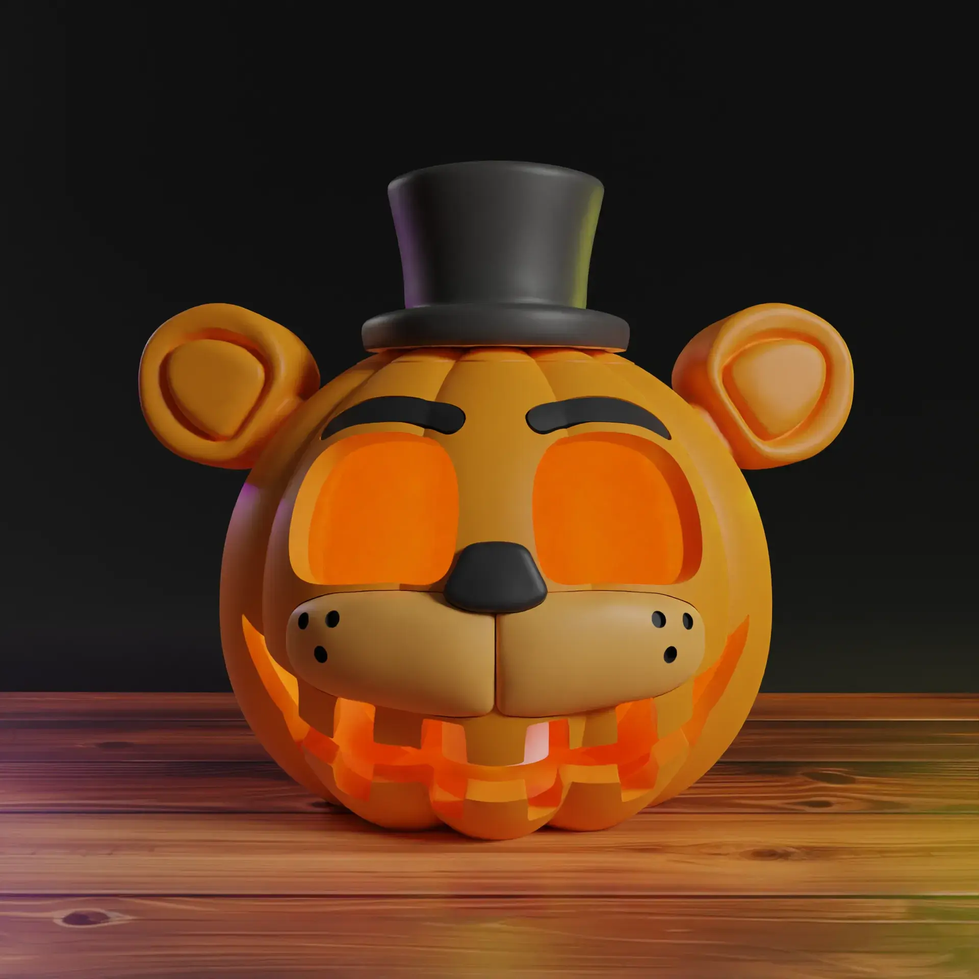 Other STL Download - Halloween Pumpkin Freddy Fazbear - STL &amp; 3mf ...