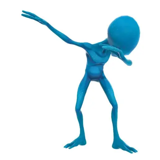 Blue Alien Dab Pose Figure 3D Model STL Printable