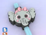 Straw Topper Little elephant with a bow-1