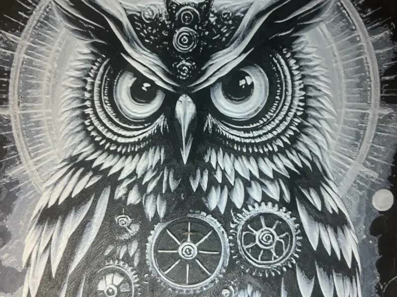 Steampunkowl hueforge 200x200 Black & White