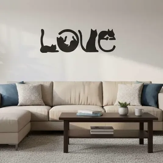 Cat Lover "LOVE" Wall Art Silhouette