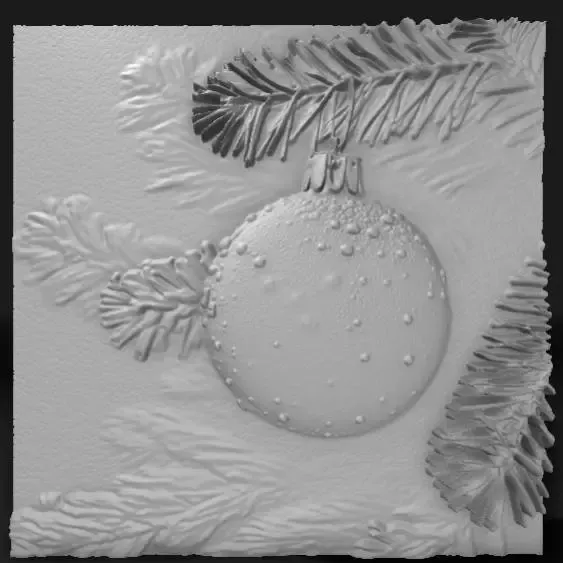 shiny Christmas ball ornament on evergreen branch,