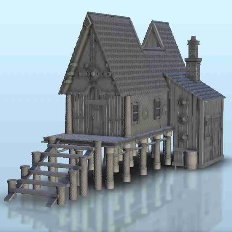 Viking house on stilts - scenery medieval miniatures warhamm