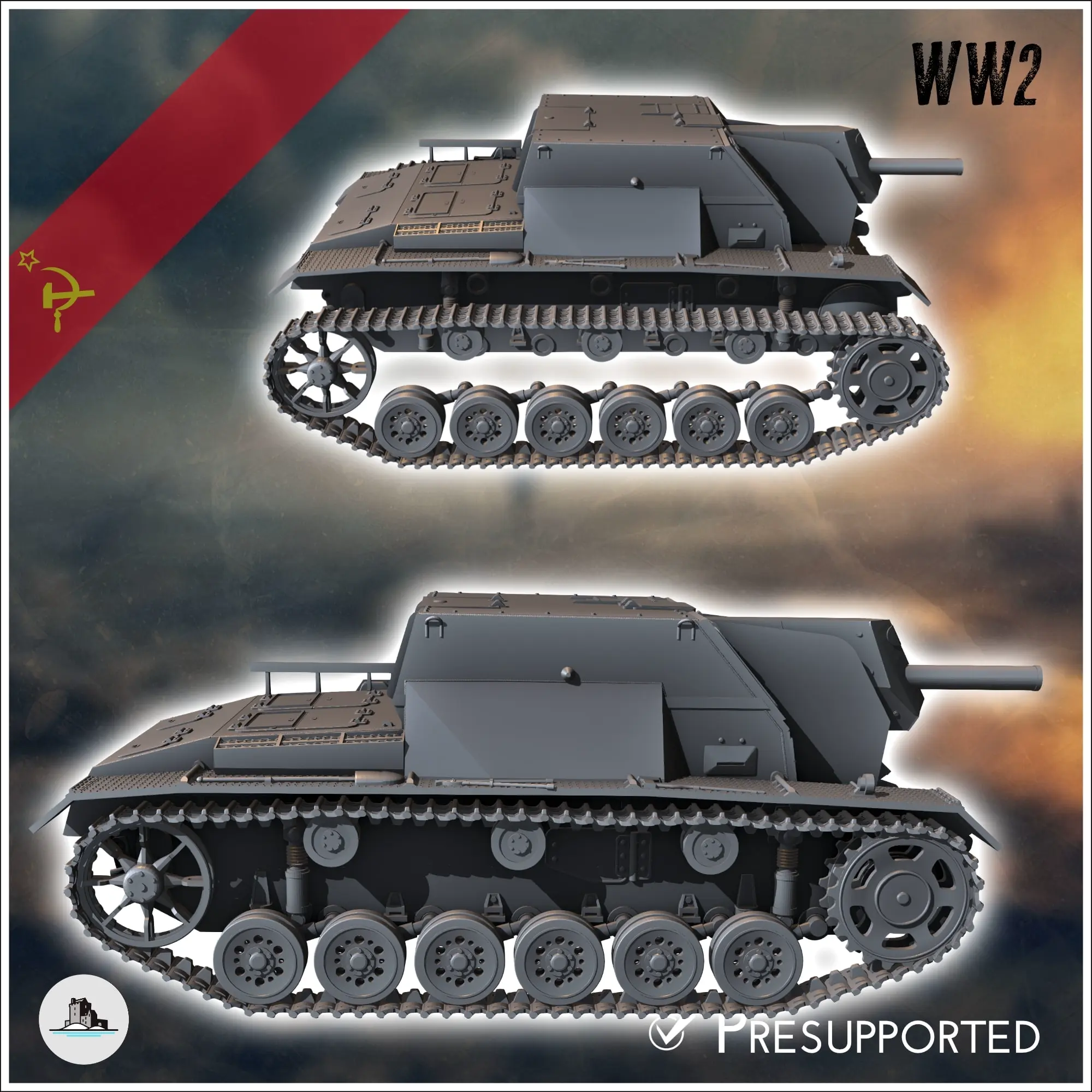 SG-122 122 mm M-30 monteli obüs KMT - 2. Dünya Savaşı minyatür kolu