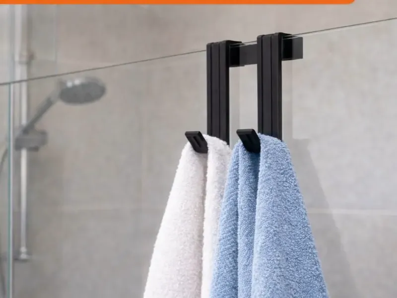 Dual Hook Shower Door Towel Hanger