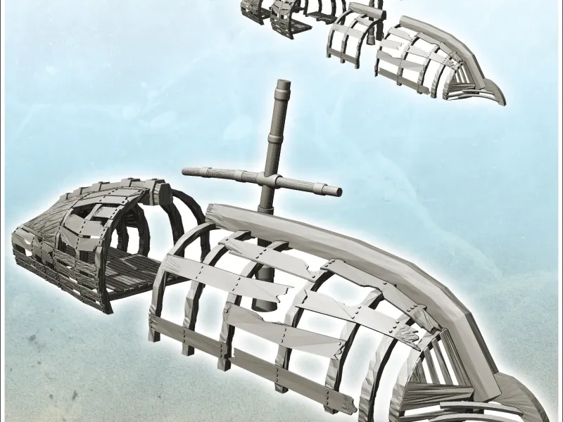 Coque de bateau avec mât (3) - miniatures warhammer tabletop scen