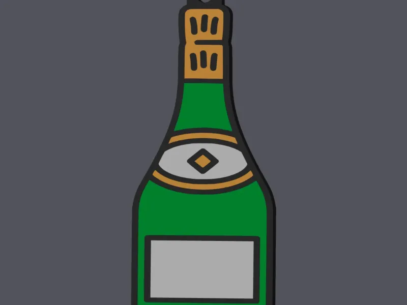 Champagne Bottle - Keychain v11 Double Sided