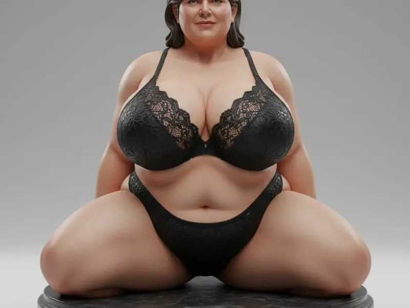 Siting Curvy Woman in Bikini Yoga Pose