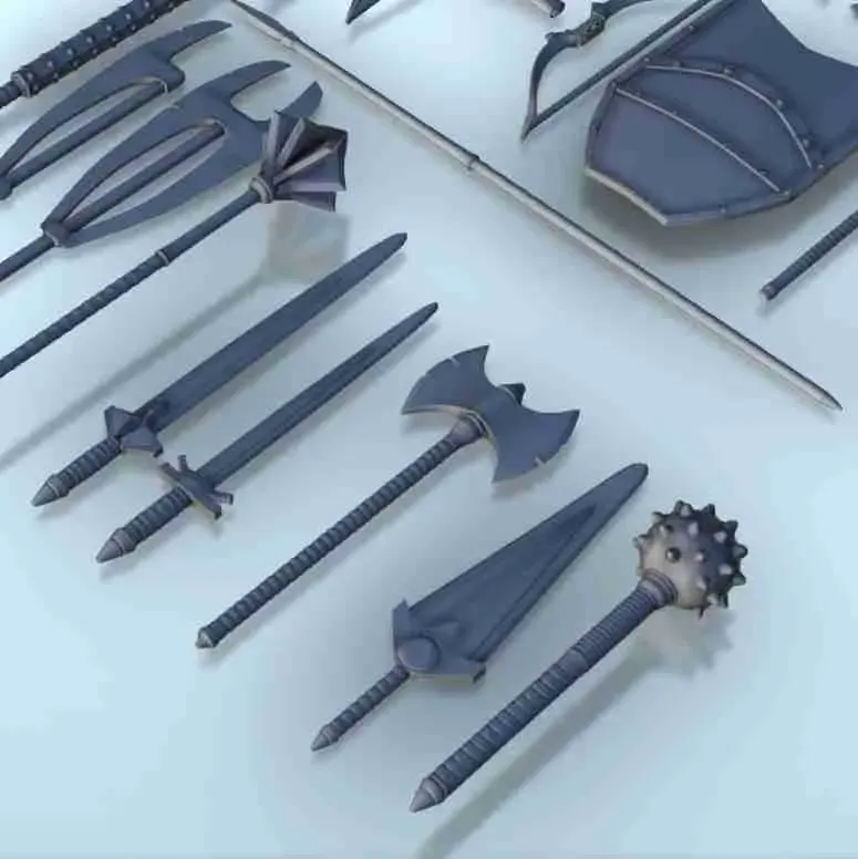 Set of Medieval weapons (1) - miniatures scenery game figure