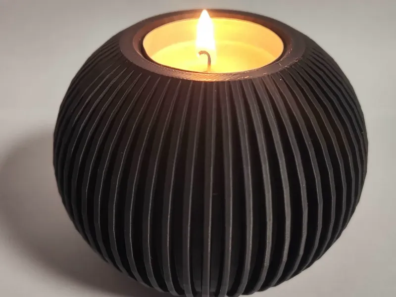 Ribbed Sphere Tealight Holder | Modern Orb