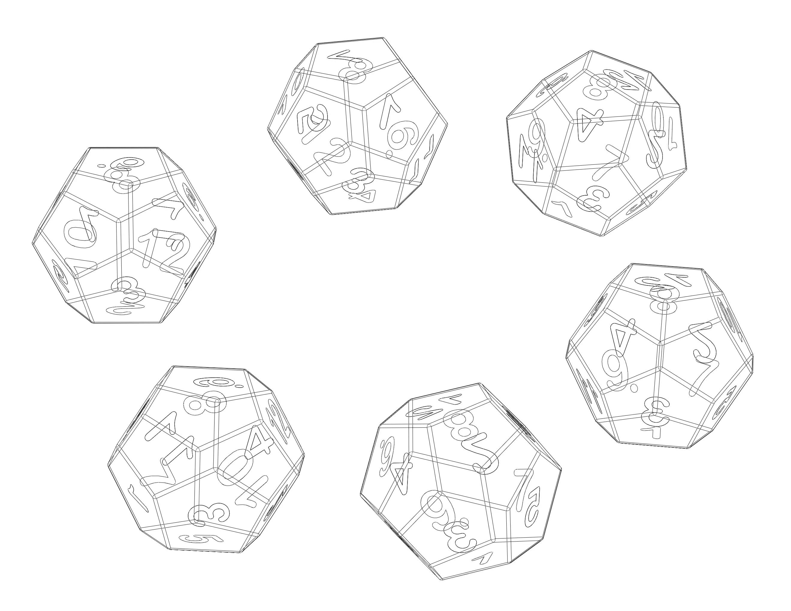 12 Sided Game Dice 6 Colors