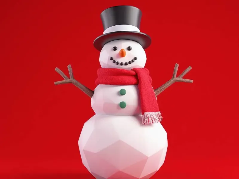 ⛄ Stylish Low-Poly Snowman - Perfect Winter Decor