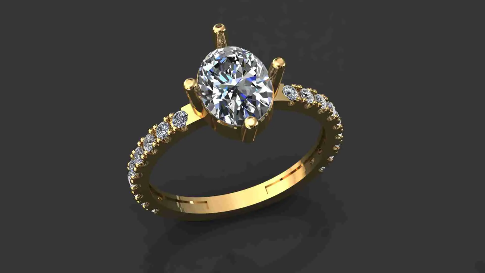 Diamond ring with oval shape dimond