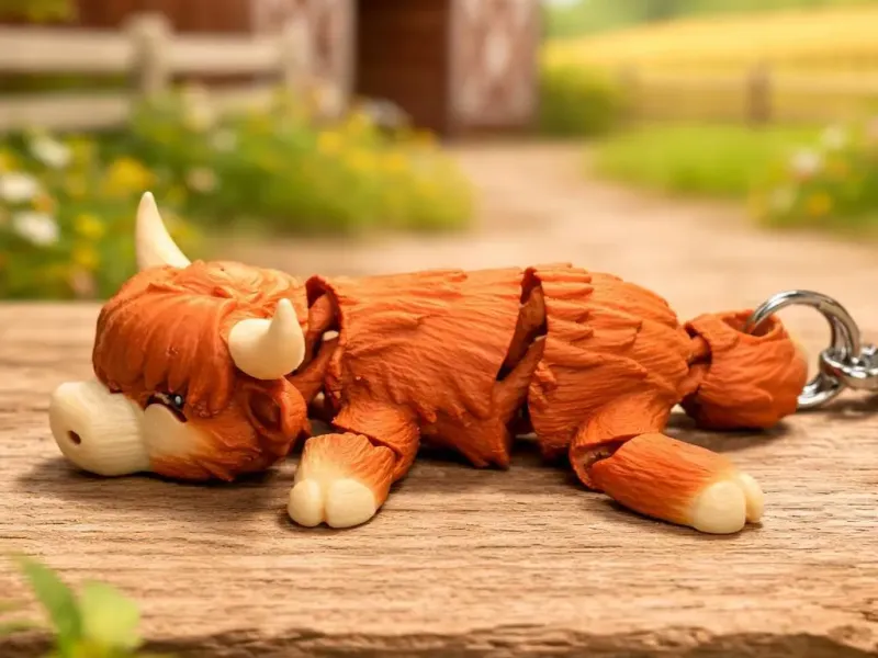 Flexi Highland Cow Keychain