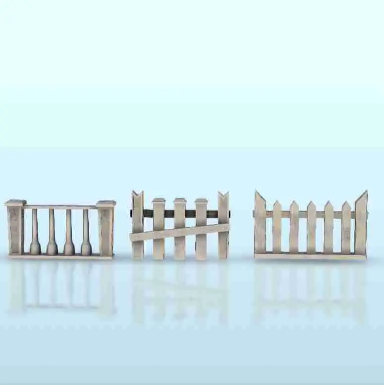 Set of fences (2) - scenery medieval miniatures warhammer