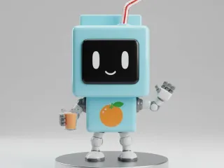 Chibi Juice Box Robot – Cute Beverage Bot Mini Figurine