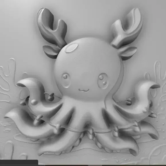 adorable octopus wearing reindeer antlers