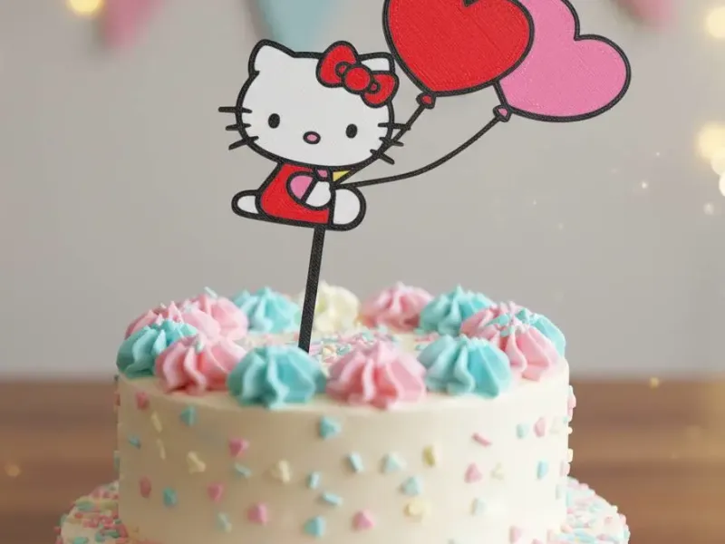 Cake Topper Hello Kitty con Globos