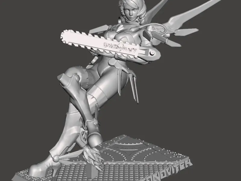 ALISA BOSCONOVITCH TEKKEN taunt pose ARTICULATED + CHAINSAWS