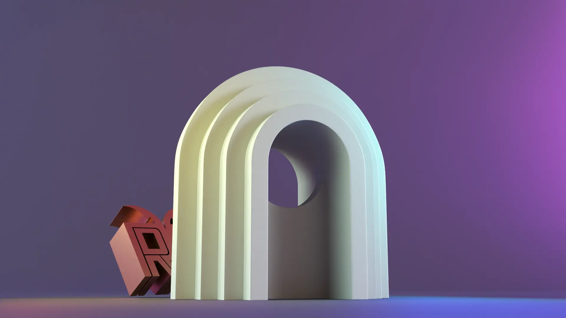 Arco forma escritorio decoración objeto 02