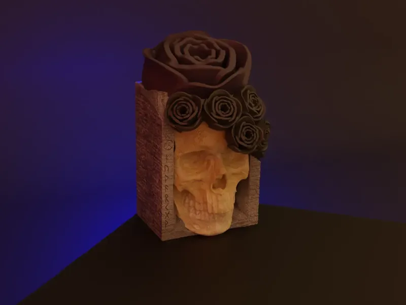 Rose Skull Book Nook cu rune