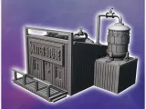 Futuristic western water storage building with pipes and tan-0