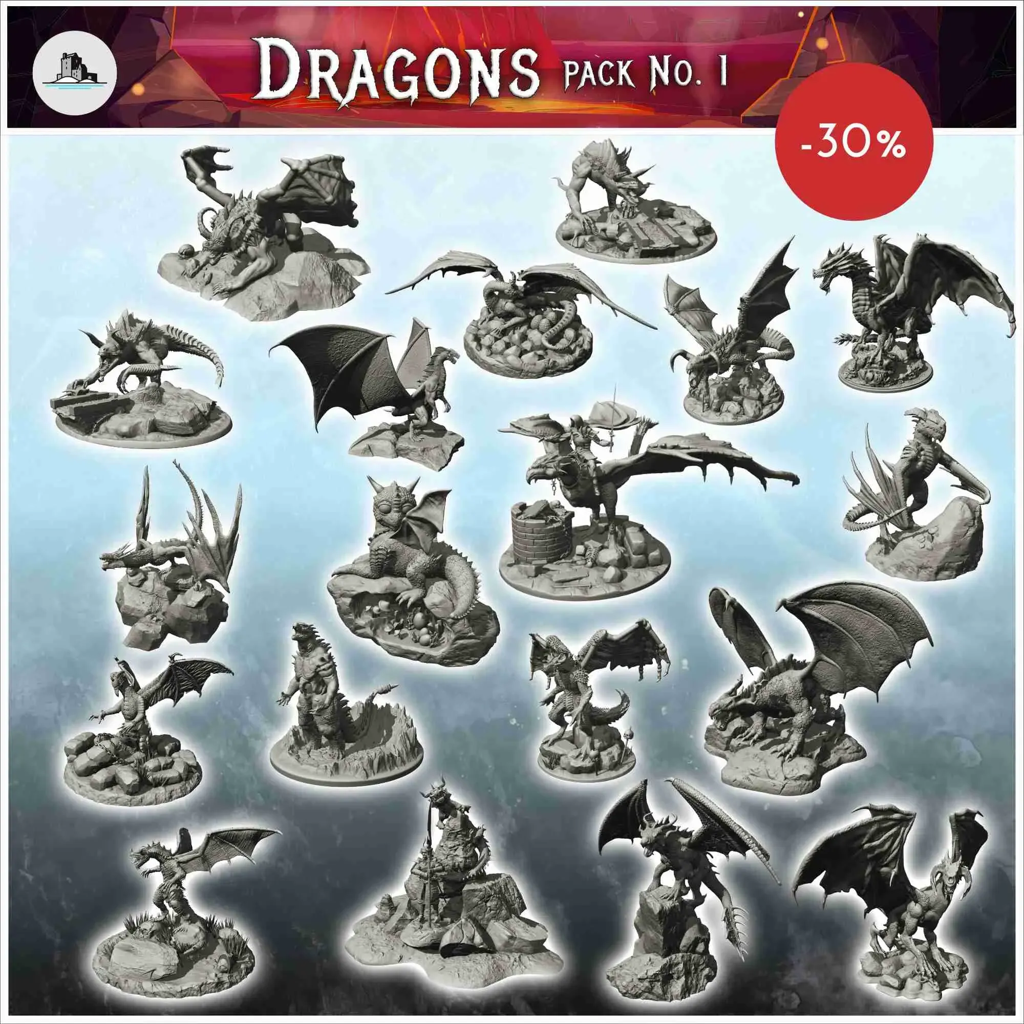 Dragons pack No. 1 - miniatures scenery terrain warhammer
