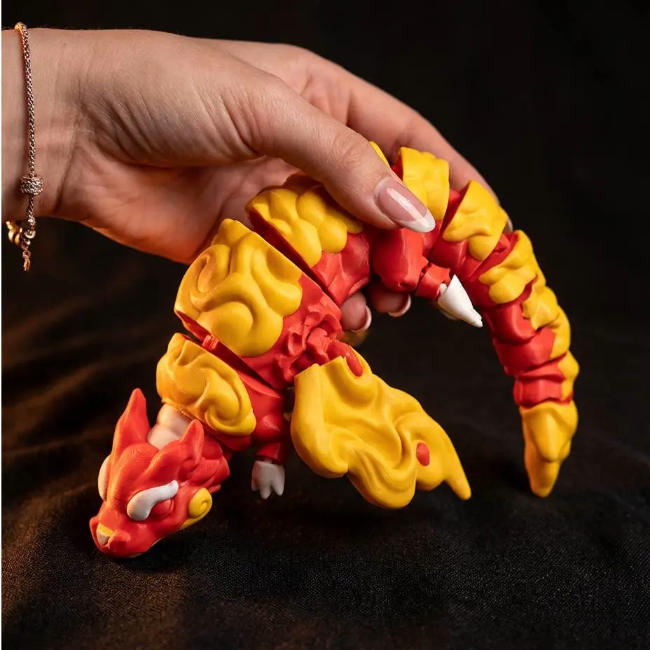 Articulated Fire Dragon | Brain Texture Flexi Toy