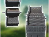 Set of three medieval half-timbered houses with tiled roofs-4