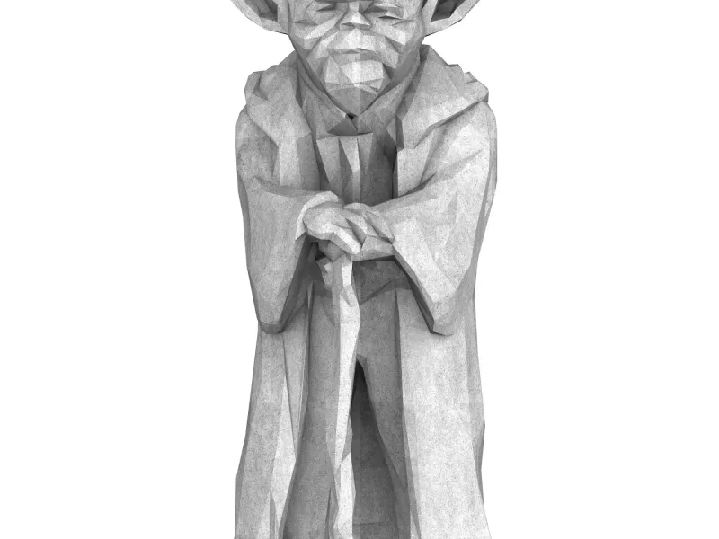 Wise Alien Monk Figure – Low Poly Sci-Fi Sculpture STL