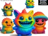 Cute Rainbow Monsters 5-in-1 STL Bundle – Adorable Fantasy C-0