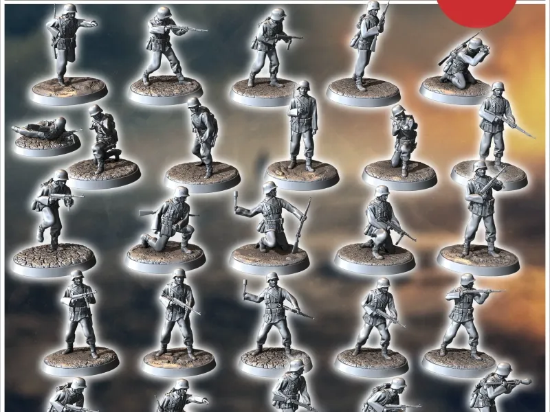 Deutsche WW2 Truppen Packung Nr. 1 - ww2 miniatures tabletop scene
