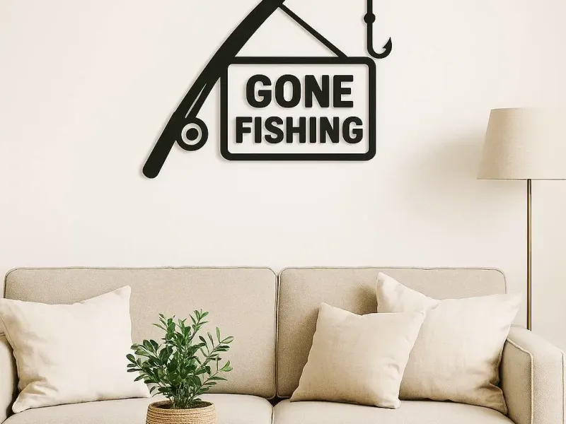 gone fishing wallart