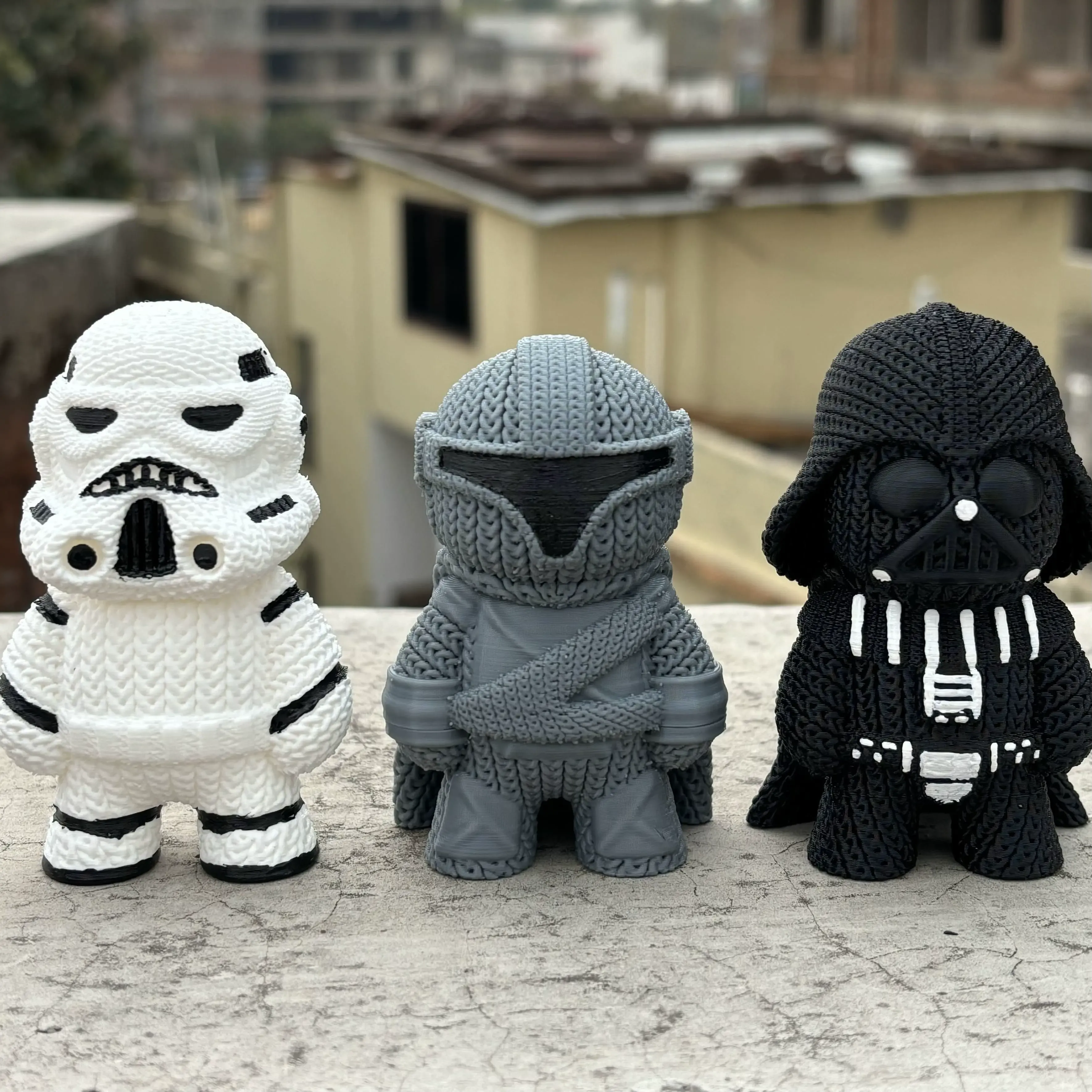 Knitted Starwars (Stromtrooper, Mandalorian, Darth Vader)