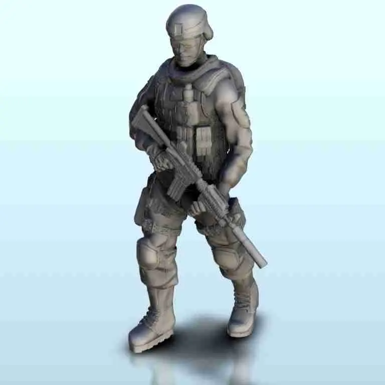 Modern US soldier walking - miniatures scenery modern games
