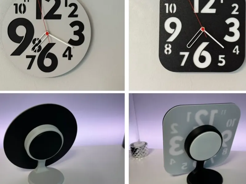 Wall / Desk clock square and round 200 mm