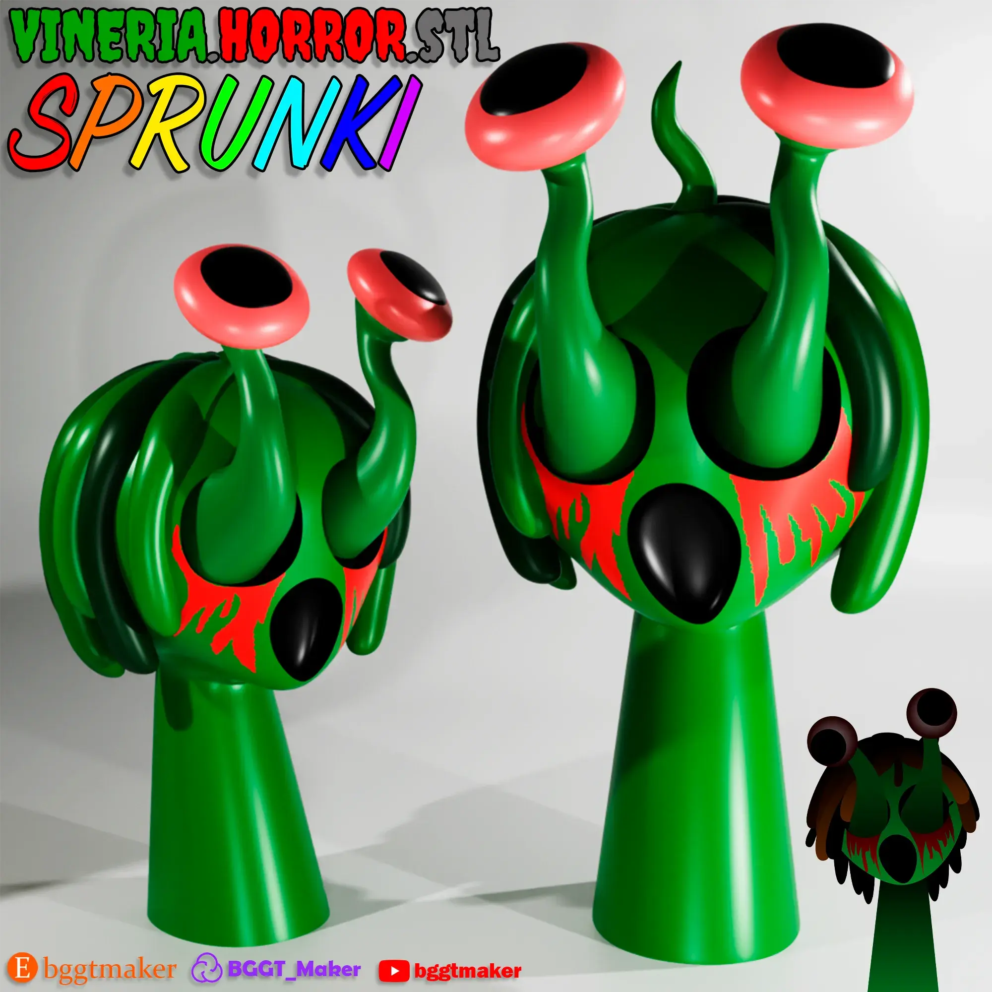 VINERIA HORROR SPRUNKI INCREDIBOX | Green Sprunki 3D Model