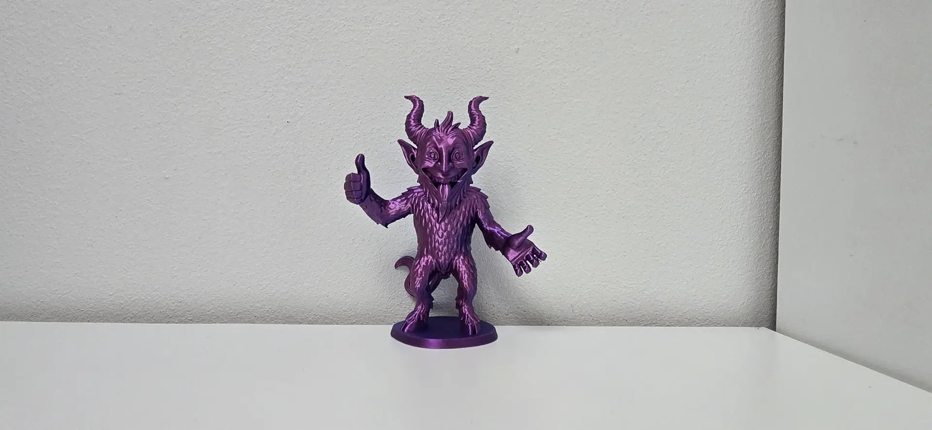 Purple Furry Demon Thumbs Up Holiday Figure