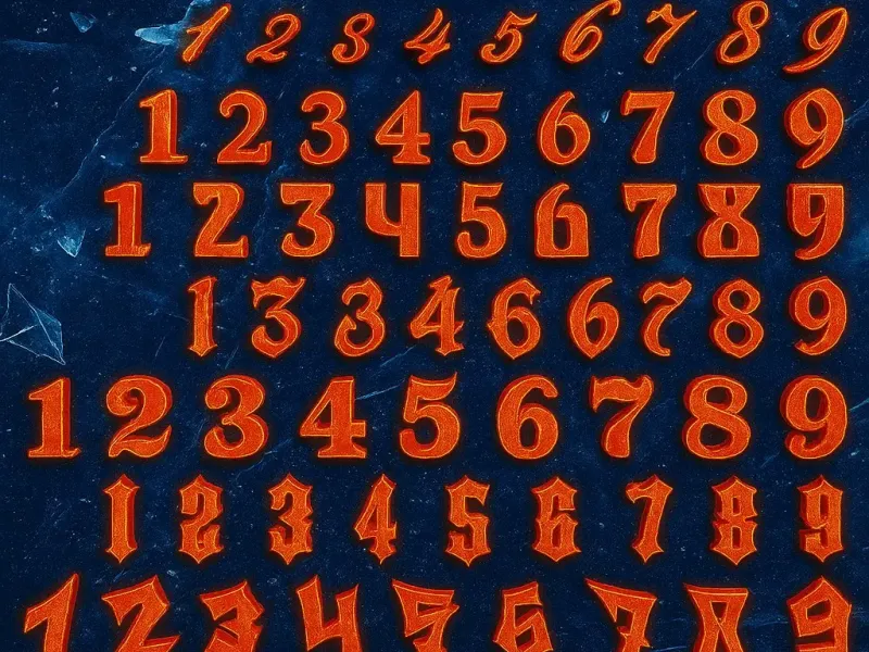 Set of Arabic numerals. 11 different types