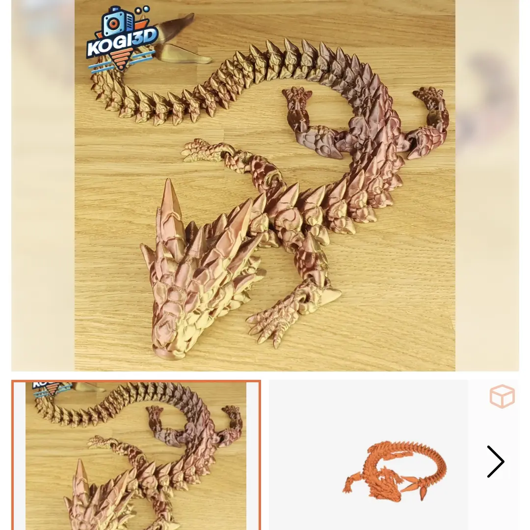 Print in Place Fully Articulated Flexi Dragon