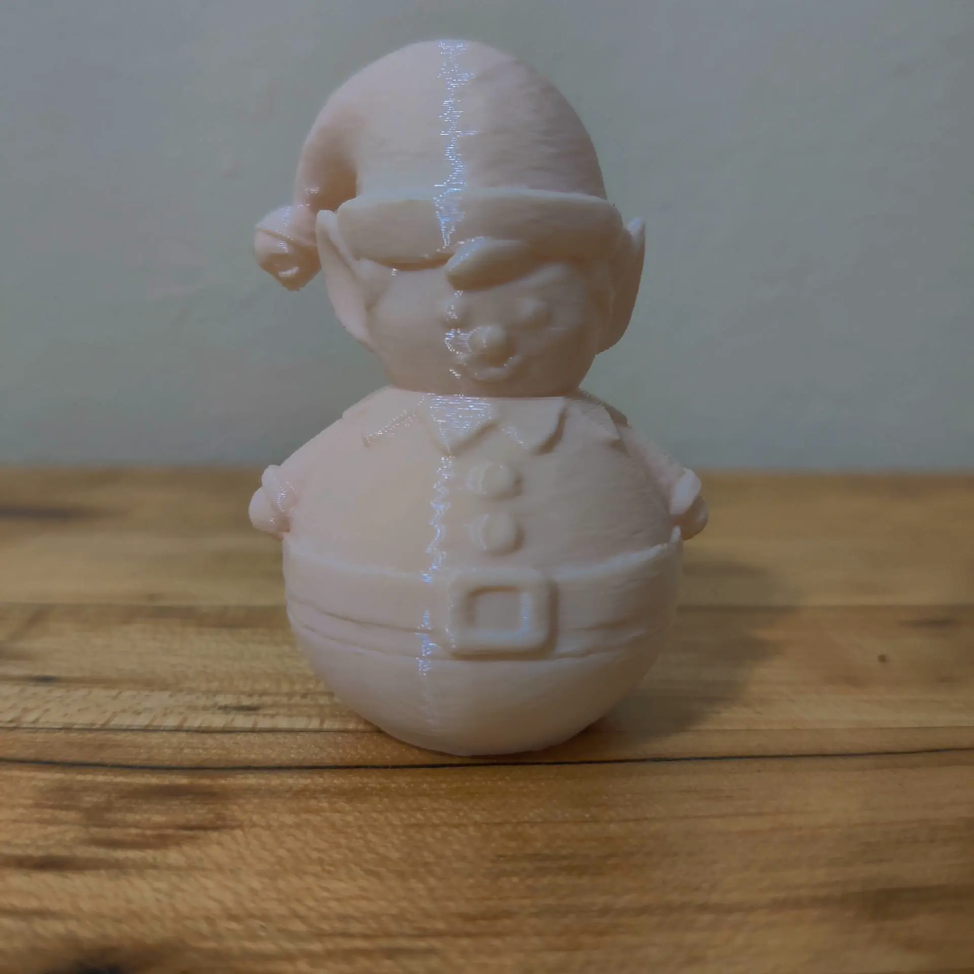 Round Christmas Elf Figurine | Festive 3D Printed Decoration