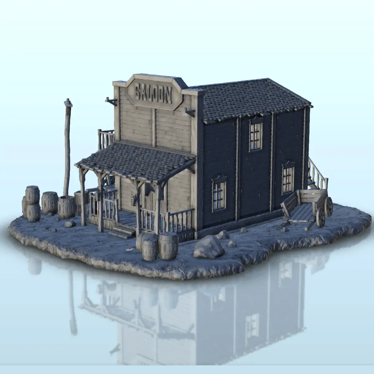 Old saloon with stairs to the back - Terrain scenery West