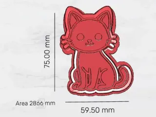 Gatito Kawaii Sentado – Cortador de Galletas STL