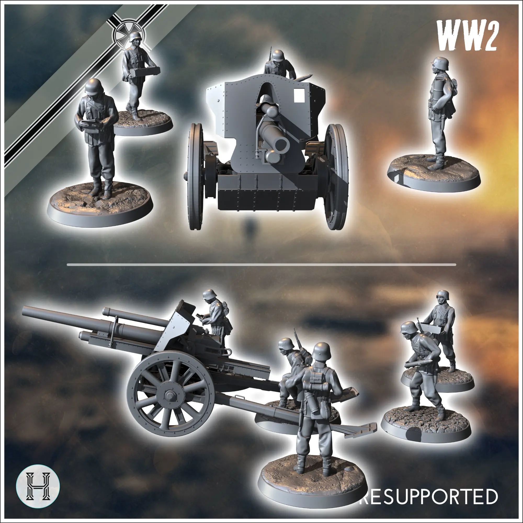105mm leFH 18 obusier léger allemand - miniatures ww2 v