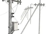 Concrete electricity transmission poles with wires-0