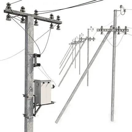 Pali di trasmissione dell'elettricità in cemento con fili