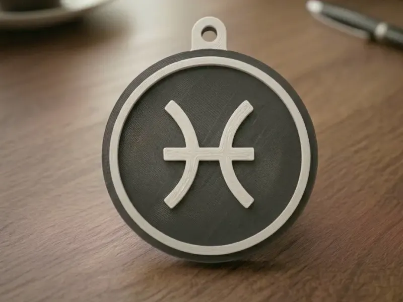 Minimalist Zodiac Keychain – Piscis – 3D Printed Gift