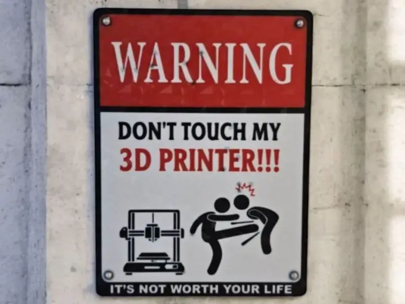 Señal de advertencia para impresora 3D