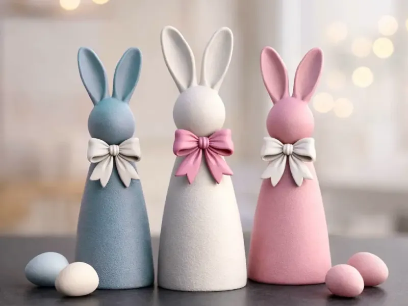 Easter Ribbon Bunny | Minimalist Bow Rabbit Figurine