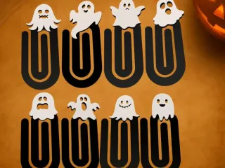 HALLOWEEN GIANT paperclips ghost set
